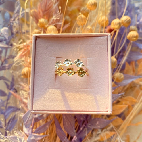 Blomster fingerring - Guld